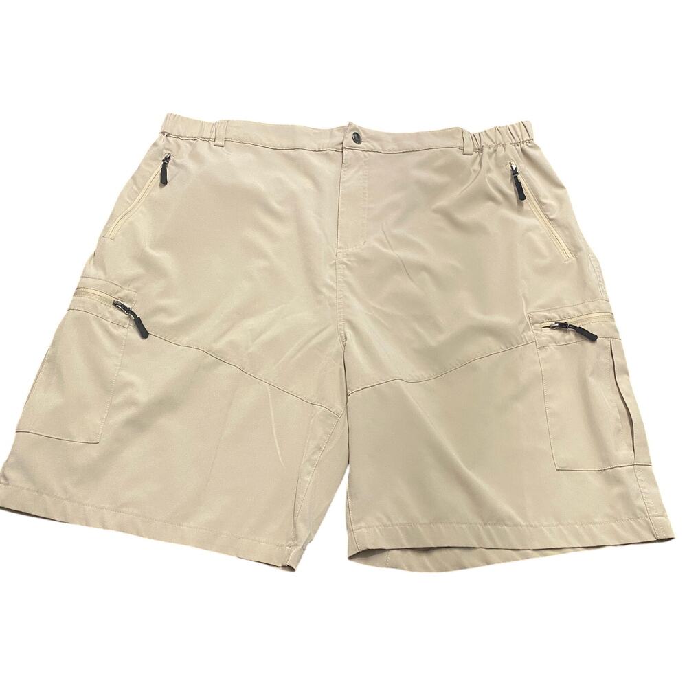 Pudolla Hiking Cargo Shorts XXXL Beige Stretch Performance Zip Pockets Fish Camp